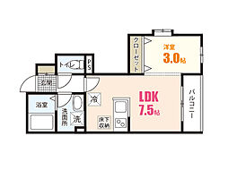 ポポラーレ中本 1LDKの間取図画像
