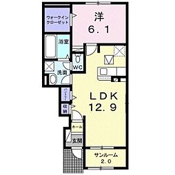 コンフォールA 1LDKの間取図画像