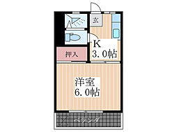 藤田荘 1Kの間取図画像