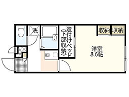 レオパレスシェルムーン2 1Kの間取図画像