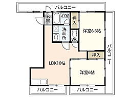岡田ビル 2LDKの間取図画像
