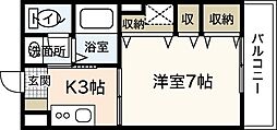 AP.一原 1Kの間取図画像