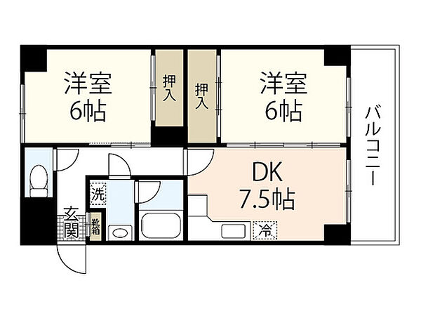 市川マンション ｜広島県広島市中区光南1丁目(賃貸マンション2DK・3階・49.50㎡)の写真 その2