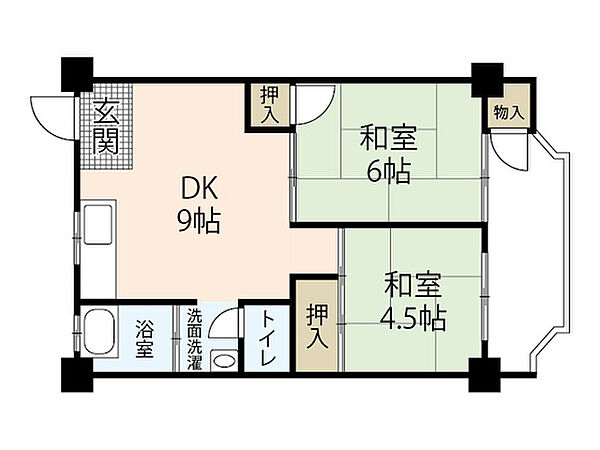 広島県広島市西区草津東2丁目(賃貸マンション2DK・5階・42.35㎡)の写真 その2