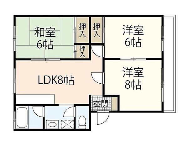 土屋マンション ｜広島県広島市西区古江西町(賃貸マンション3LDK・3階・61.39㎡)の写真 その2