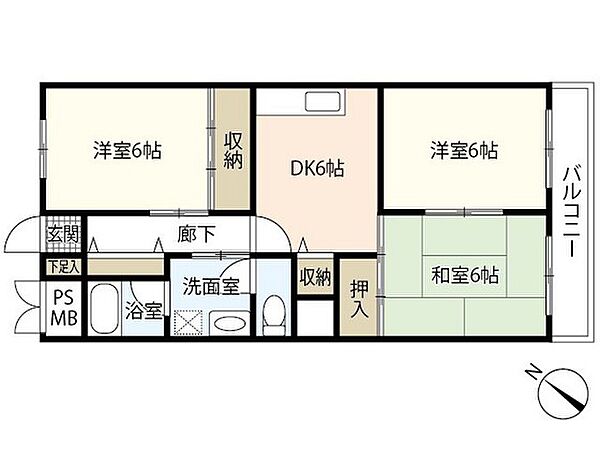 アイレスト牛田早稲田 ｜広島県広島市東区牛田早稲田4丁目(賃貸マンション3DK・3階・62.16㎡)の写真 その2