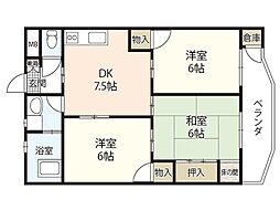 中川ビル 3DKの間取図画像