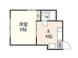 竹本ビル 3階1Kの間取り