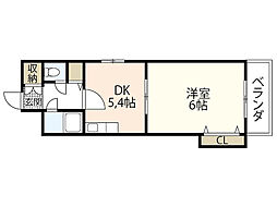 リバーサイド堺町 6階1DKの間取り