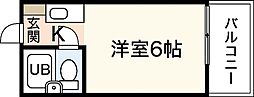 五日市中央ビル 1階1Kの間取り