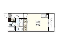プレジャーコーポ五日市駅前 2階ワンルームの間取り
