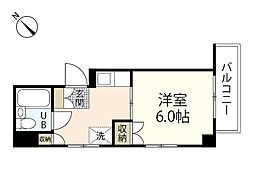 山市ビル 5階1Kの間取り