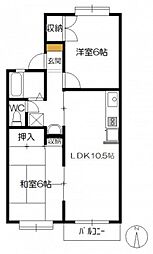 ゴールドトロフ 2階2LDKの間取り