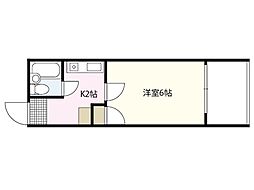 パルコープ庚午 2階1Kの間取り