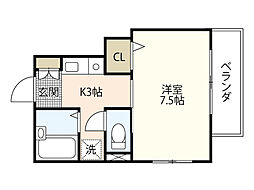 アイビル 3階1Kの間取り