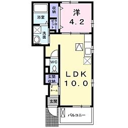 グロース　ブルーメ　Ｂ 1階1LDKの間取り