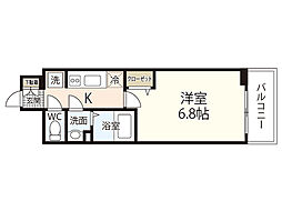 広島電鉄1系統 市役所前駅 徒歩7分の賃貸マンション 12階1Kの間取り