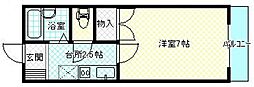 日浦メノー 2階1Kの間取り