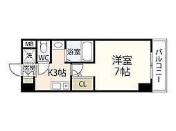 イマニシビル 5階1Kの間取り