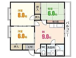 ハイネス西村 1階3DKの間取り