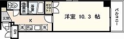 ウイング十日市 11階1Kの間取り