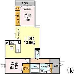 T-5FLAT 1階2LDKの間取り