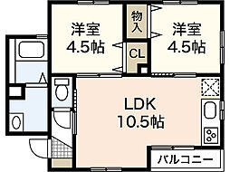 ライフメント伴駅前 1階2LDKの間取り