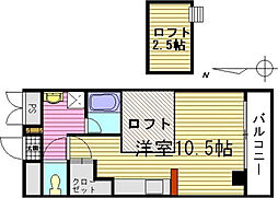 金屋町グランデ 5階ワンルームの間取り