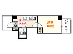 ハーシオン古田1 1Kの間取図画像
