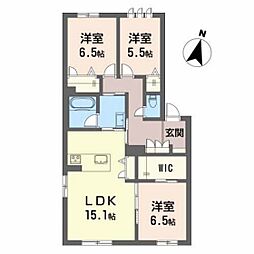 シャーメゾンシュリ 1階3LDKの間取り