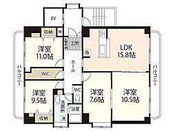 ハイム川内 4階4LDKの間取り
