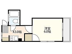 メルポート上東雲 3階1Kの間取り