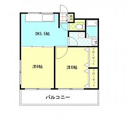 田中ビル 2階2DKの間取り