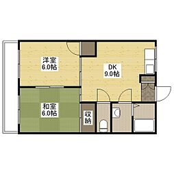 迫本マンション 2LDKの間取図画像