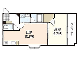 Ｇｒｅｅｎ　Ｓｔｒｅｅｔ　壱番館 2階1LDKの間取り