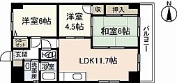 シャルマン財官II 4階3LDKの間取り
