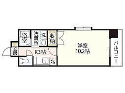 グランヴェルジェ中須I 7階1Kの間取り