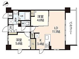 （仮称）第4コーポ大場 7階2LDKの間取り