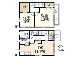 エシト ファミーユ 1階2LDKの間取り