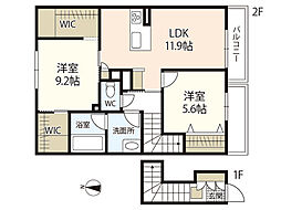 ミラベル古江 2階2LDKの間取り