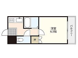 JR山陽本線 横川駅 徒歩25分の賃貸マンション 4階1Kの間取り