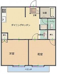 タウンリバティSY　A 1階2DKの間取り