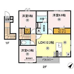 クレール森 2階3LDKの間取り