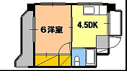 ハイツ古田 4階1Kの間取り