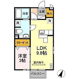 サンハイツ・エヌ 2階1LDKの間取り