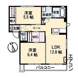 コモドY・T 2階2LDKの間取り