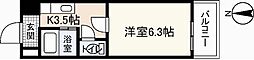 グランドール西原 7階1Kの間取り
