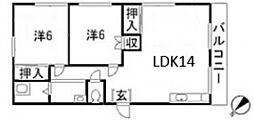 コーポ香鯉園 3DKの間取図画像