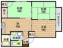 ディアス西原 3DKの間取図画像