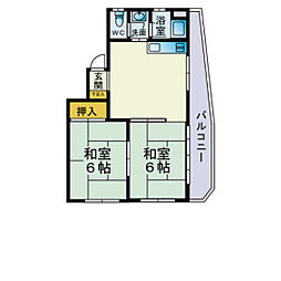 ルボワール美の里 2DKの間取図画像